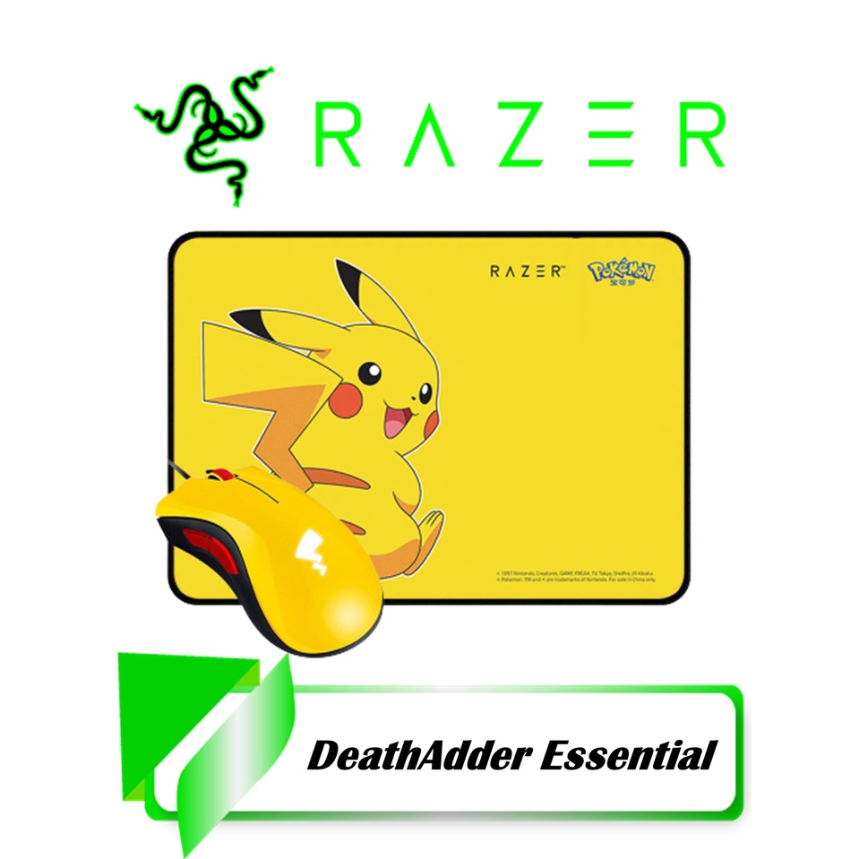 【TN STAR】Razer 雷蛇 皮卡丘限定款 滑鼠+滑鼠墊 有線滑鼠 黃色 寶可夢 公司貨