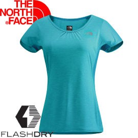 【The North Face 女 FLASHDRY短袖T恤 霧青藍】NF00CA3A/短袖/快乾上衣/T恤/悠遊山水