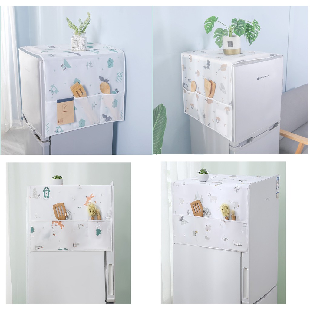 S(台灣出貨L17)家用冰箱蓋布防塵罩冰櫃頂掛袋冰箱收納袋透明防水冰箱罩