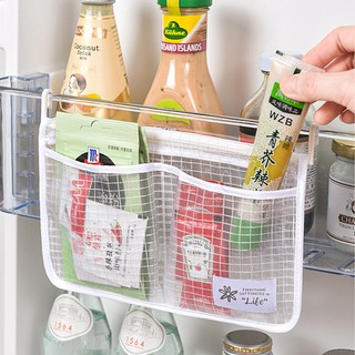 冰箱收納網袋 冰箱收納袋 冰箱整理袋 分類袋 儲物袋 懸掛式收納袋 收納網袋 收納帶 分隔收納