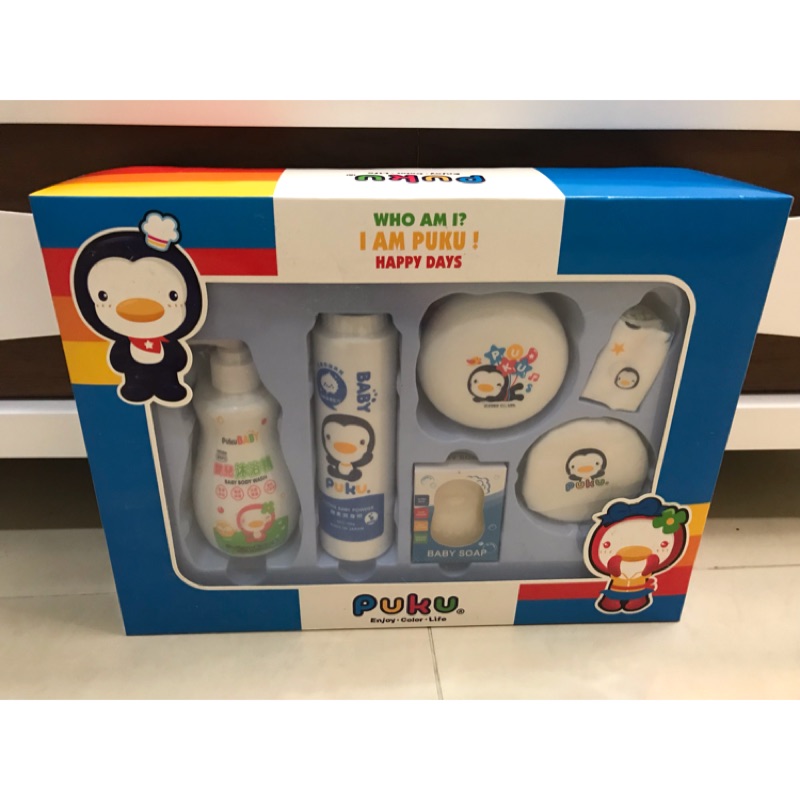 全新 藍色企鵝PUKU 沐浴保養禮盒組 彌月禮盒 新生兒禮盒🎁 嬰兒沐浴乳 洗髮精