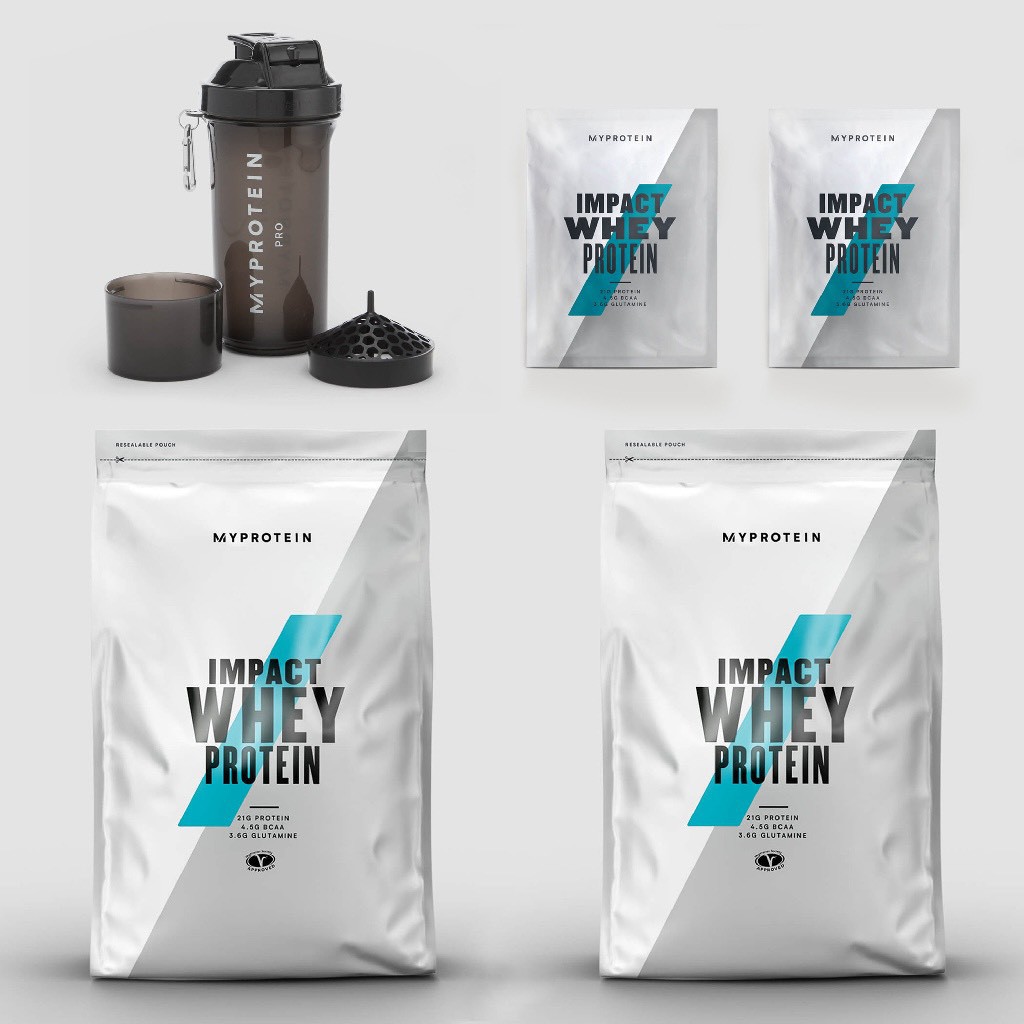 [Myprotein]  濃縮乳清蛋白1kg x2 | 500ml雙層搖搖杯 x1 | 乳清隨手包 x2