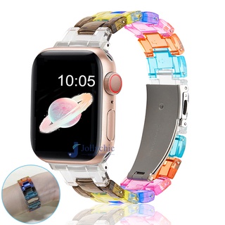 樹脂錶帶適用於 Apple Watch Series 7 6 5 4 42mm 38mm 透明鋼錶帶適用於 iwatch