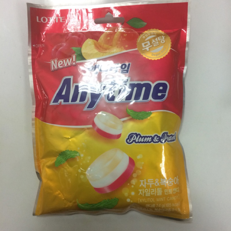 韓國 韓多 anytime 李子 水蜜桃 薄荷糖 anytime薄荷三層糖