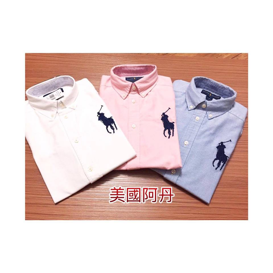 『美國阿丹』POLO Ralph Lauren 大馬修身襯衫 排釦襯衫 刺繡LOGO 美國青年款 白色 粉紅色 藍色 ]