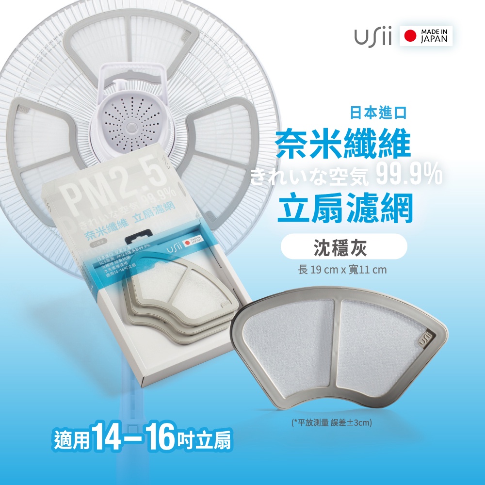 USii 優系奈米纖維立扇濾網 適用14~16吋立扇 日本製 過濾PM2.5