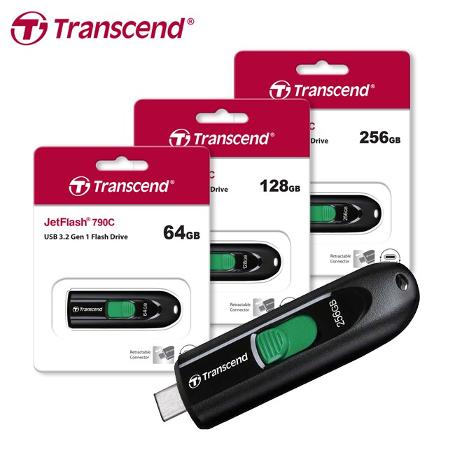 Transcend創見 JetFlash790C 64G 128G 256G USB 3.2Type-C隨身碟 廠商直送