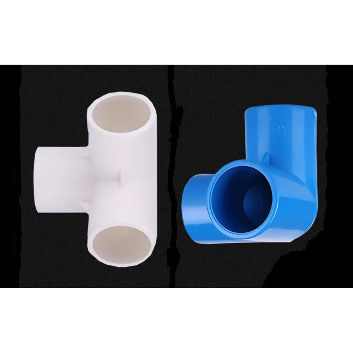 台灣現貨 PVC 藍/白色 立體三通(4分/6分/1吋) 水族DIY紅白配管