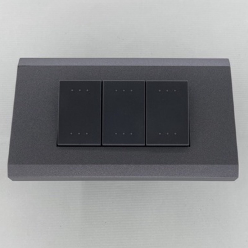 三晰電工 ECO灰色烤漆系列      雙切型開關JY-E5002GB x3 + 蓋板JY-E6403-FG