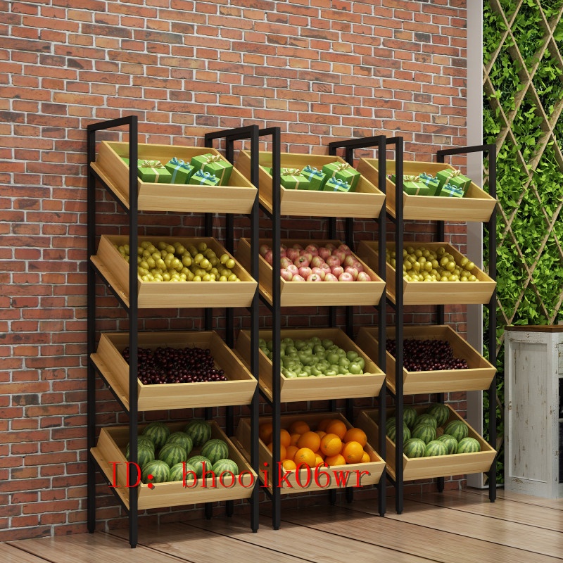 低價 新品 免運 發票 水果架子 展示架 超市水果店果蔬架 蔬菜創意多層水果店鋼木貨架