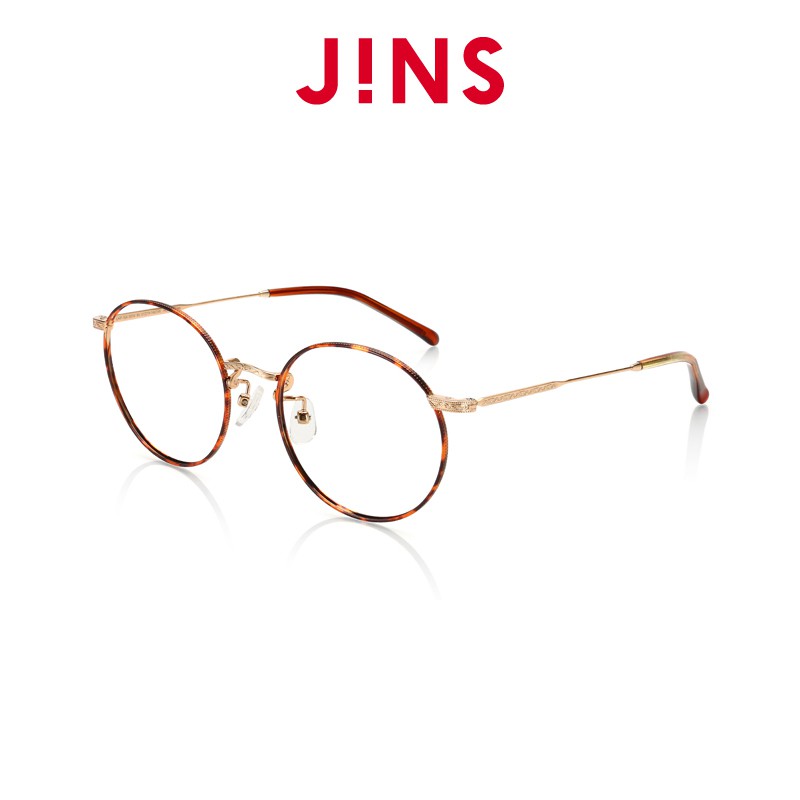 【JINS】 Classic Slim 雕花金屬細框眼鏡(ALMF16A268)木紋棕