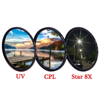 KnightX 3合1 UV保護鏡+CPL偏振濾光鏡+星芒濾鏡8线 52mm 55mm 58mm 62mm 67mm