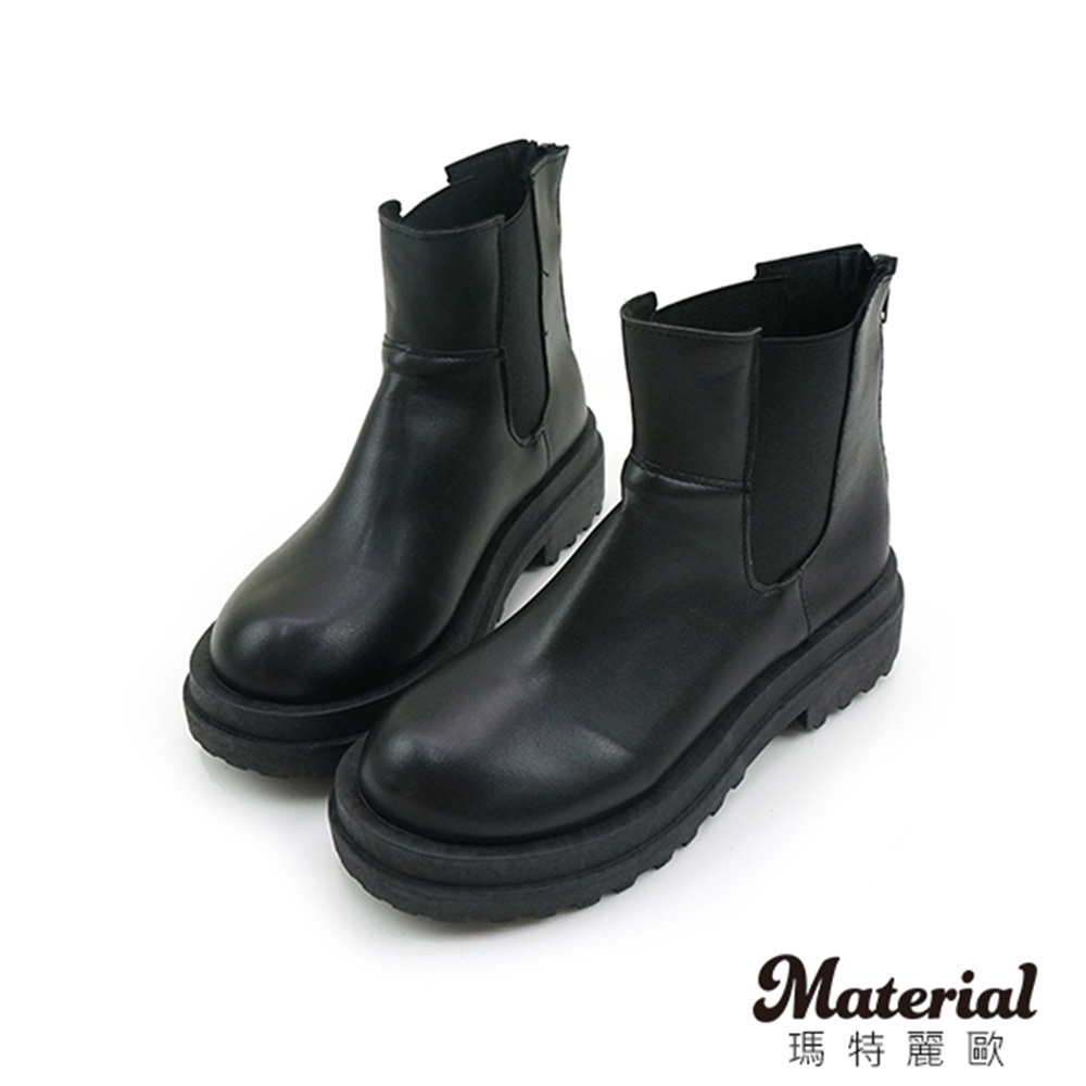 Material瑪特麗歐 【全尺碼23-27】短靴 MIT帥氣拉鍊厚底短靴 T1867