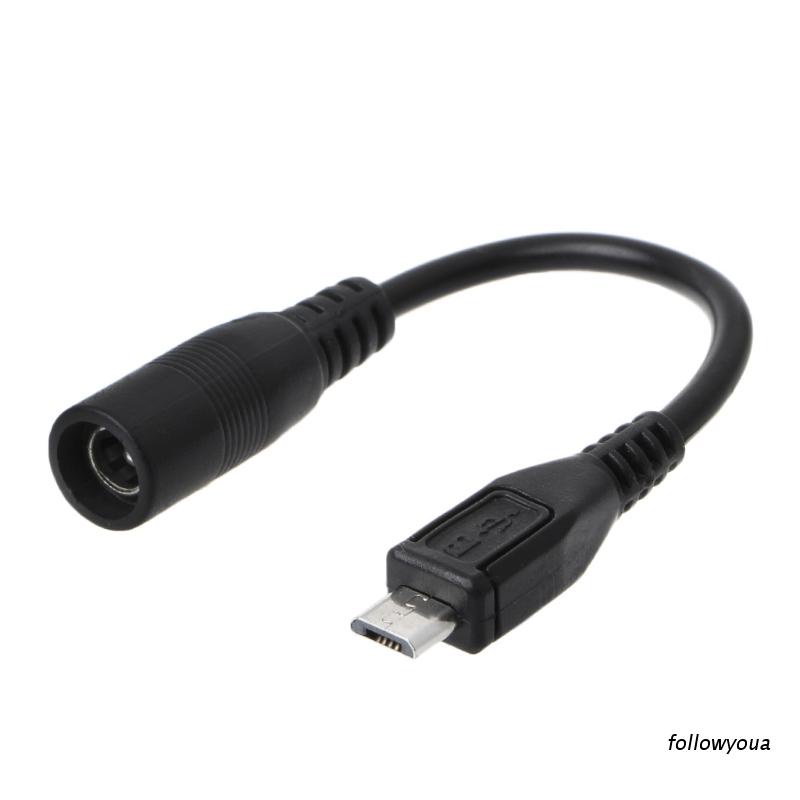 Fol 5.5x2.1mm DC 電源插頭防水套母頭轉微型 USB 公頭適配器電纜