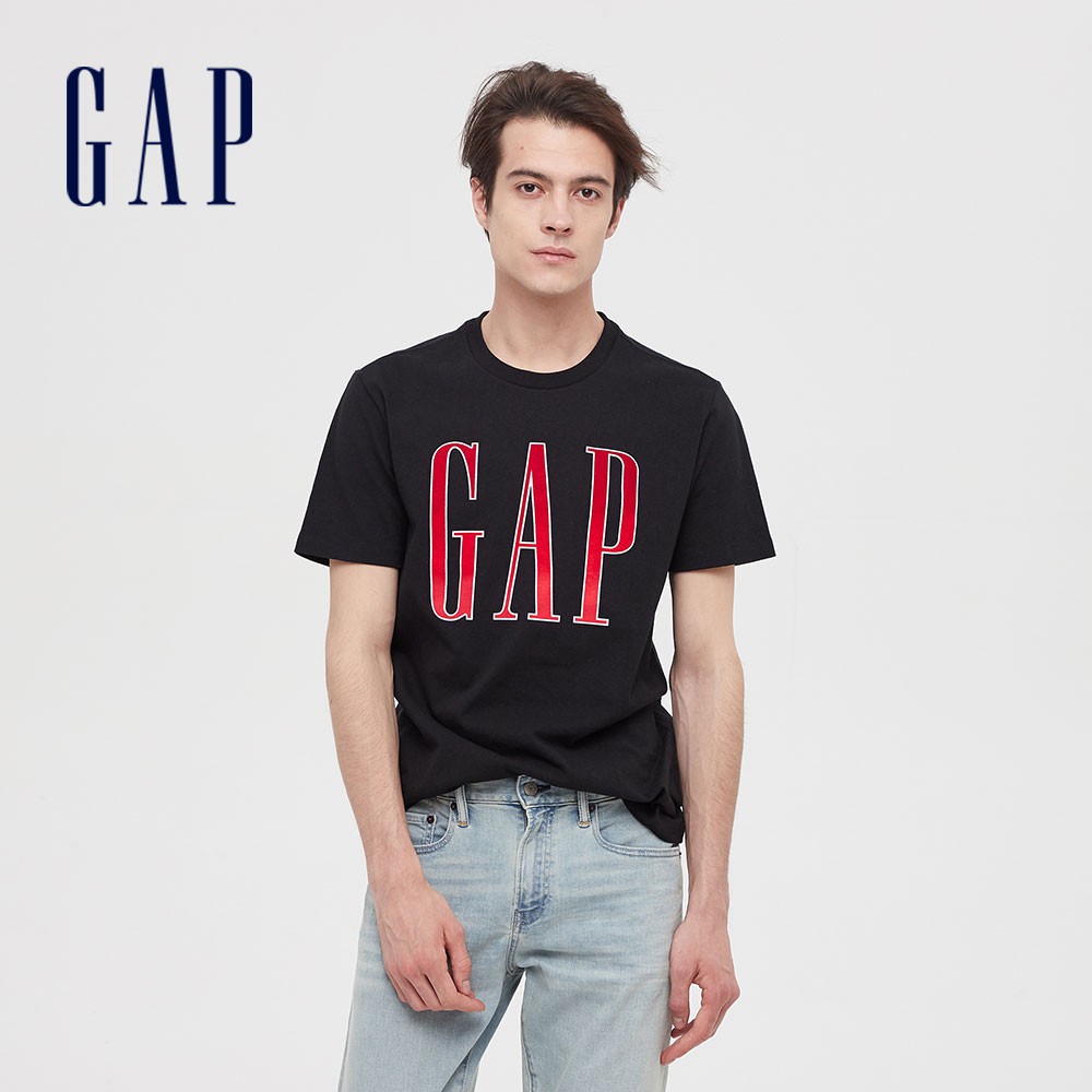 Gap 男裝 Logo圓領短袖T恤 厚磅密織系列-純正黑(579588)