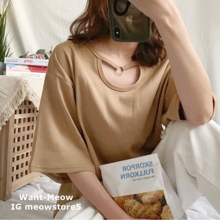 Want-Meow招財貓旺鋪臺灣100公斤可穿造型環上衣五分袖上衣文青必備大學T大尺碼短袖上衣