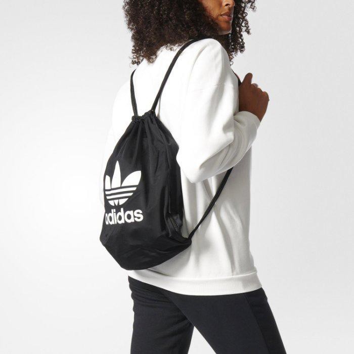 Adidas Originals 黑白 logo 黑色 束口袋 後背包 抽繩 BK2103 尼龍
