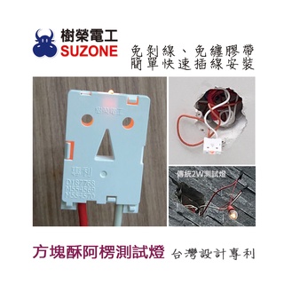 【樹榮電工SUZONE】方塊酥阿楞測試燈/吊式燈座/交屋燈具/取代傳統2W燈頭/台灣製造