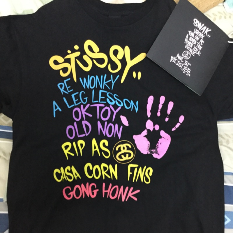 Vintage Stussy Kaws world tour graffiti shirt medium black