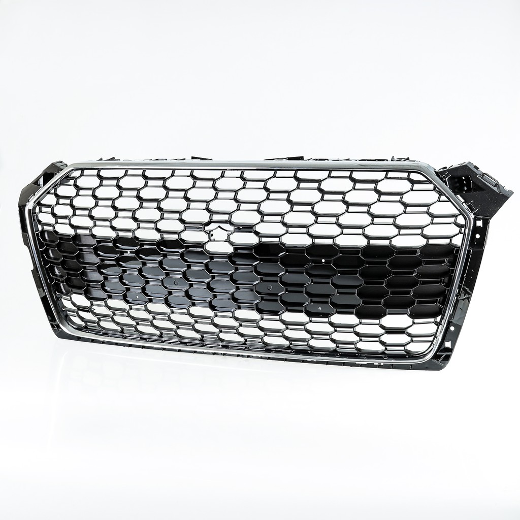 [鍍鉻+亮光黑] RS5樣式 ABS水箱罩前網狀格柵鼻頭 奧迪 A5 S5 RS5用 2017-2020適用