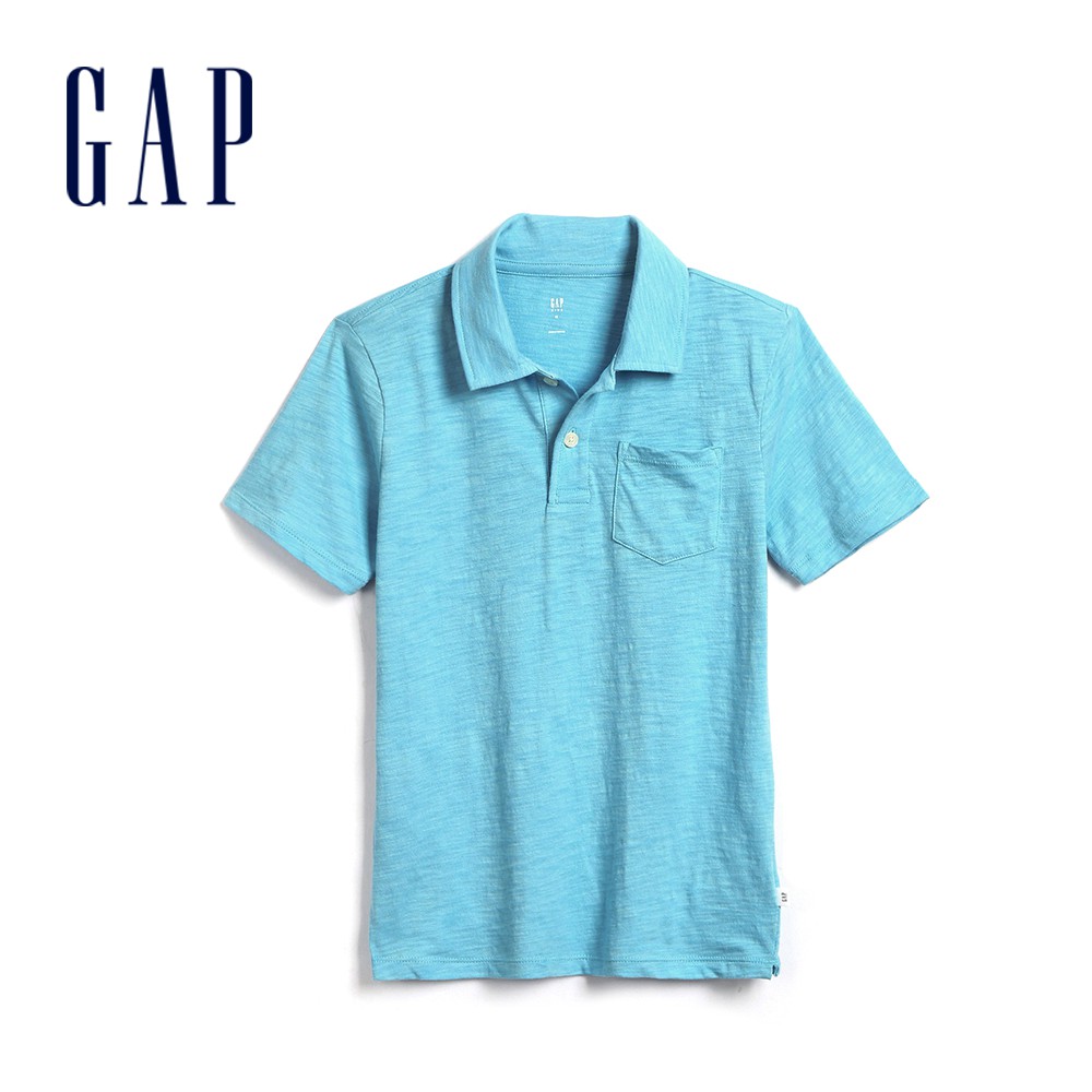 Gap 男童裝 棉質舒適短袖POLO衫-天藍色(569100)