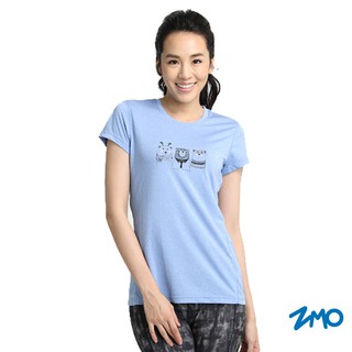 【ZMO】女 抗UV/排汗印花短袖T恤-天空藍(3熊圖)
