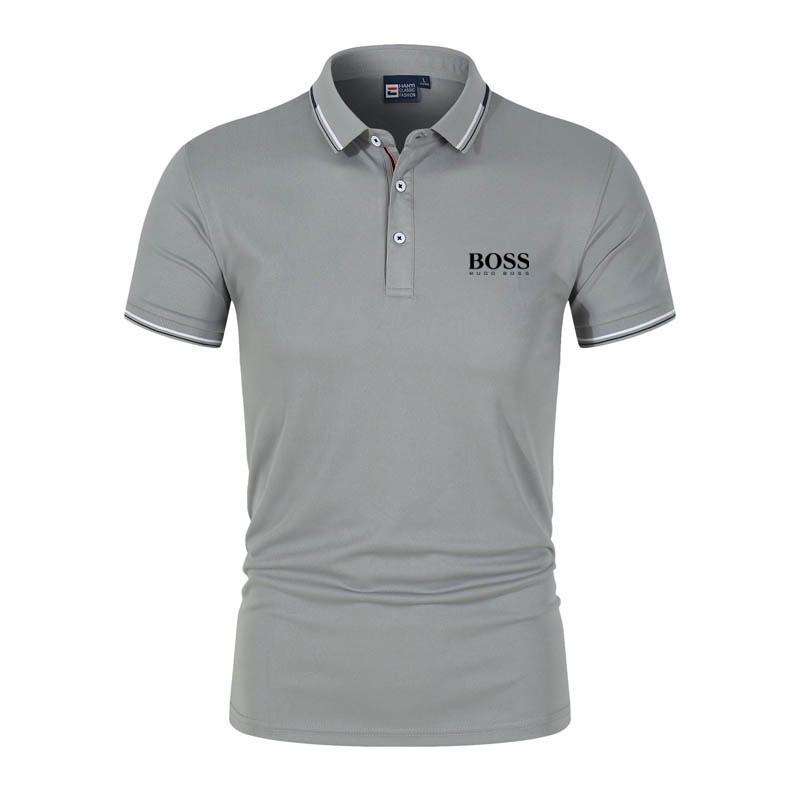 Hugo Boss 男士夏季經典條紋翻領休閒短袖 Polo 襯衫男上衣時尚 M-4XL 0042