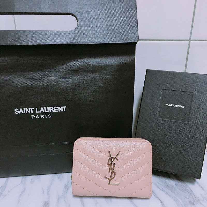 YSL 聖羅蘭 粉色 短夾 皮夾 國外代購 403723 可小議