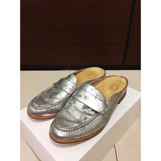 美國專櫃品牌Alizer Natur銀色麂皮革休閒樂福鞋/ 懶人鞋/ 休閒鞋