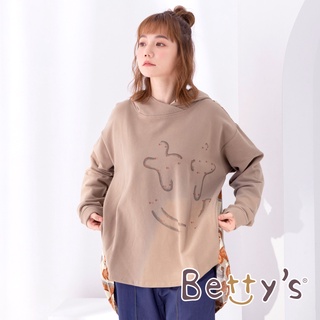 betty’s貝蒂思(05)印花拼接復古風連帽T-shirt(橄欖綠)