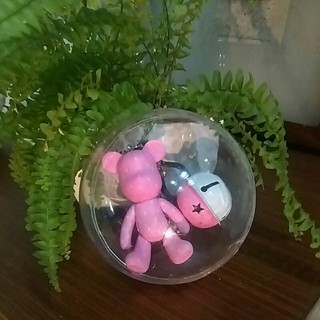 全新 韓國 粉紅斑點 玩具熊 鑰匙圈 吊飾