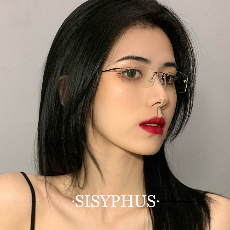 小紅書超輕無邊框御姐眼鏡ins風輕素顏神器斯文老師防藍光女小臉 蝦皮購物
