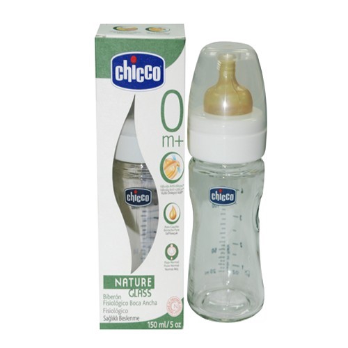 Chicco 寬口舒適哺乳-乳膠玻璃小奶瓶150ml