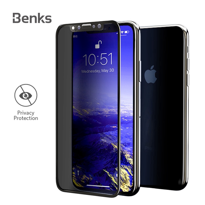 Benks 適用於 iPhone 11 Pro Max X XR XS Max 0.3MM 防窺屏隱私防眩光鋼化玻璃