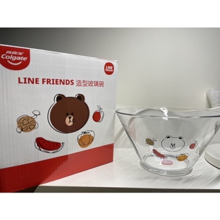 LINE FRIENDS聯名款/造型玻璃碗/沙拉碗/水果碗/透明玻璃碗/大口徑