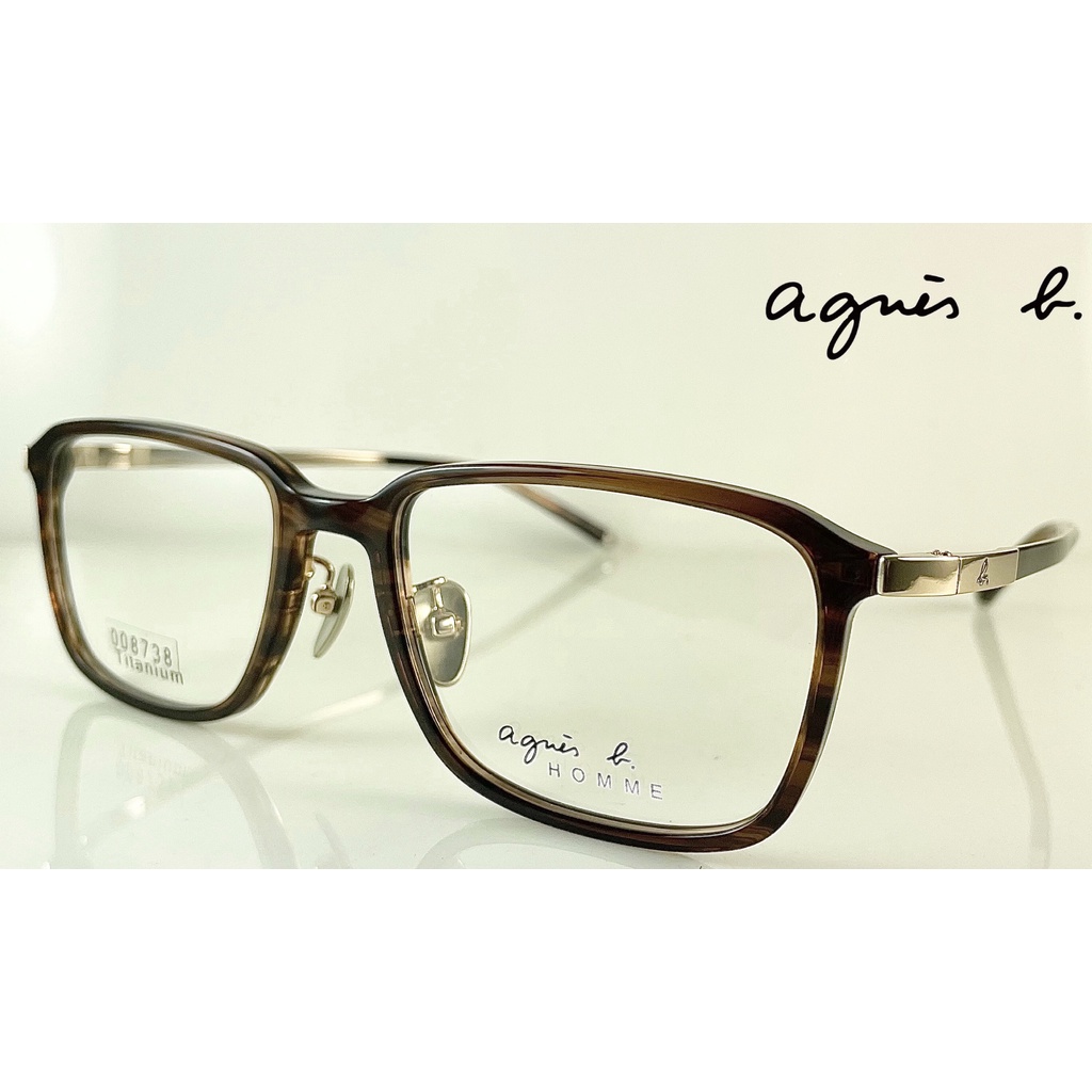 ☆高雄眼鏡站☆全新正品 agnes b. HOME ABH65007 c03 棕色純鈦複合式HOME系列