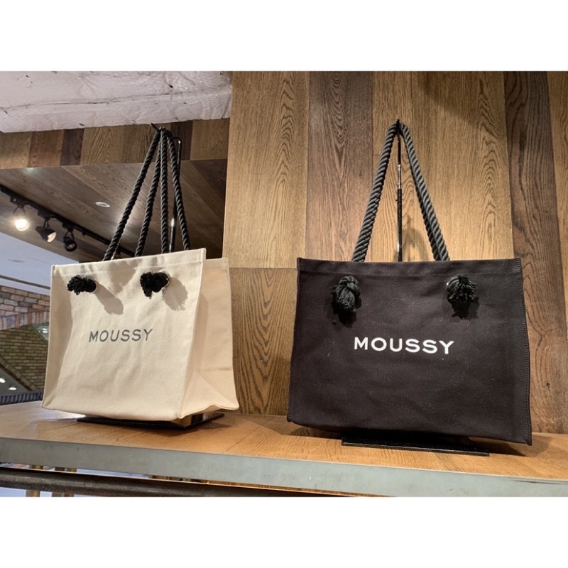 Moussy 黑色粗麻帆布袋