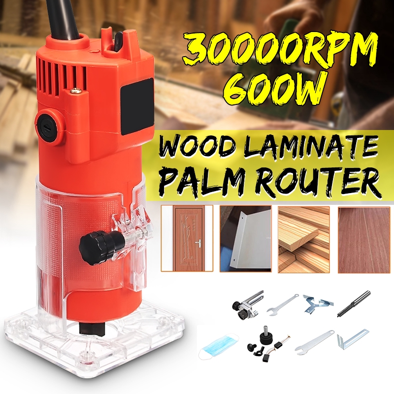 30000r/min 6.35mm 600W 電動手動修剪器木銅電機修剪器雕刻木製層壓機路由器細木工工具