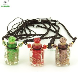 ◕‿◕巴黎香戀 ❤精油飾品 新 方形金沙夜光琉璃精油瓶 項鏈 吊墜 香薰瓶 香水瓶本月促銷95元多特瑞適用