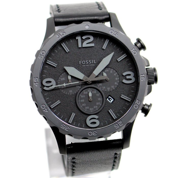 FOSSIL JR1354 手錶 50mm 皮帶 大錶面 鍍黑 三眼 計時 男錶女錶