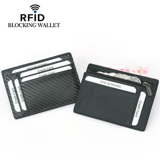 Rfid 遮蔽真皮男士錢包小信用卡夾現金夾超薄證件套零錢包男士口袋錢袋