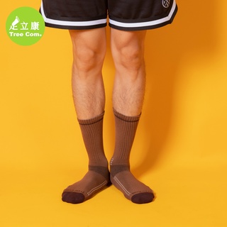 足立康TreeCom除臭襪 格線拼接減壓型高筒運動襪 襪子男款 型號FP503（咖色）