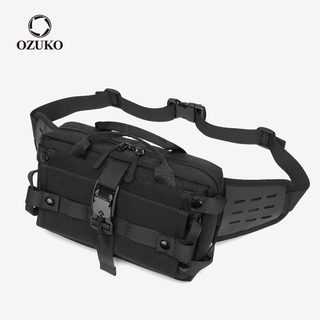 Ozuko 新設計時尚戶外運動男士腰包 USB 充電防水肩胸包
