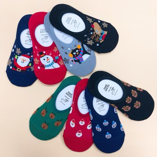 韓國襪子聖誕系列 聖誕手繪 聖誕老人 交換禮物 矽膠防滑隱形襪 船型襪 聖誕襪【花想容】