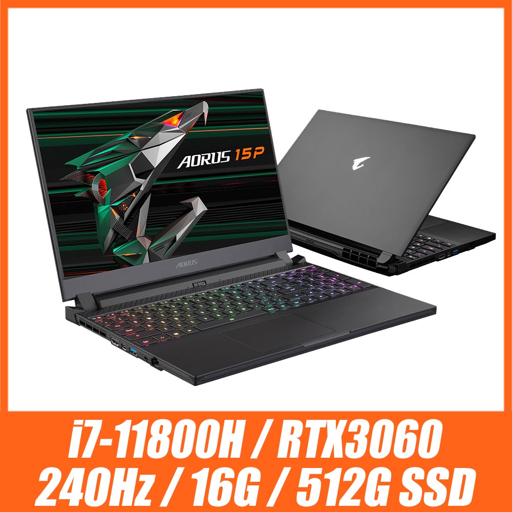 AORUS 15P KD 72TW223GO i7 11800H 8GD4x2 512GSSD RTX3060 6G