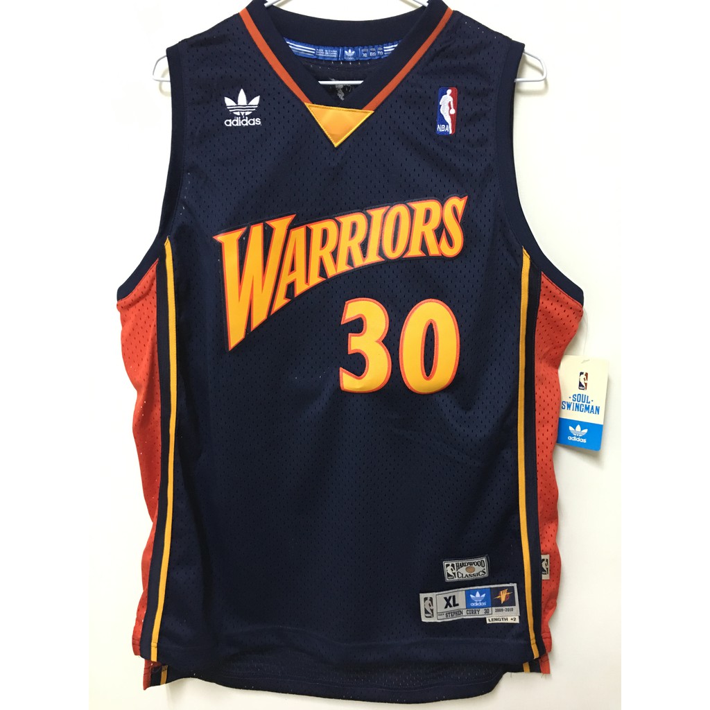 Adidas NBA Stephen  Curry 勇士隊 復古電繡 深藍色 青年版球衣 YXL/YL