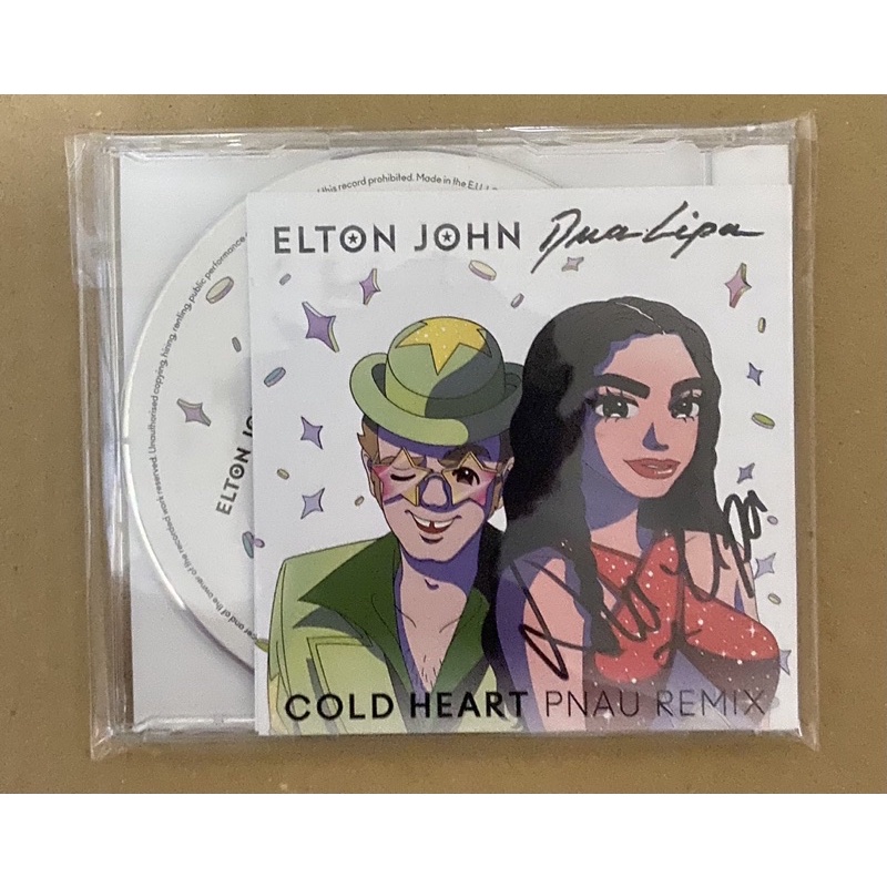 (剩一張/親簽）Elton John &amp; Dua Lipa - Cold Heart CD + 絕版杜娃款親筆簽名卡