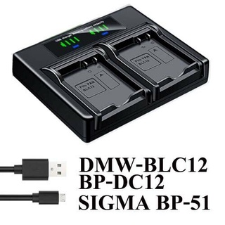 國際牌 用於松下 DMW-BLC12E BLC12GK BLC12PP DE-A79 DE-A79B 的雙電池充電器