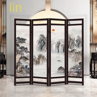 lin現代中式山水屏風折疊客廳隔斷牆臥室實木移動風水小公寓折屏