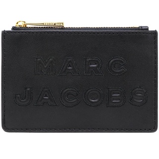 【MARC BY MARC JACOBS】黑色浮雕LOGO皮革拉鍊零錢包